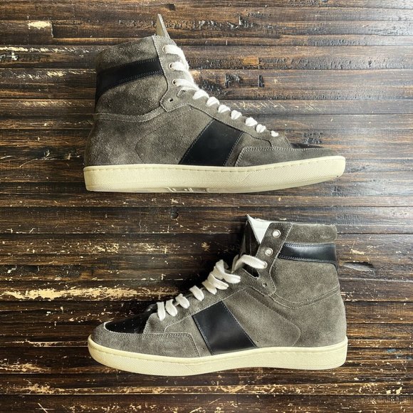 SAINT LAURENT Men SL/10H SIGNATURE COURT CLASSIC Brown Suede Hi-Tops Size 41 - Picture 3 of 7